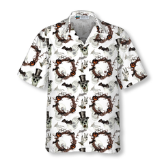 Festive Halloween Gentleman Skull Hawaiian Shirt - Hyperfavor