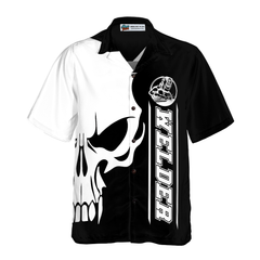 The Welder Skull Black White Hawaiian Shirt - Hyperfavor