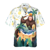 Artistic Bigfoot on the Beach Hawaiian Shirts for Men, Sasquatch Shirts - Hyperfavor