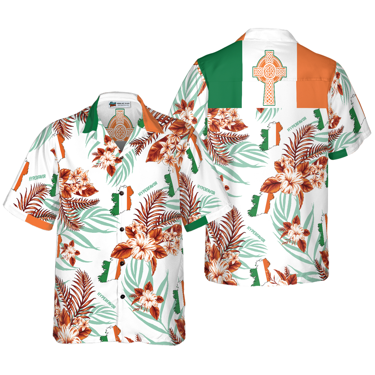 Irish Celtic Cross Ireland Proud Hawaiian Shirt - Hyperfavor