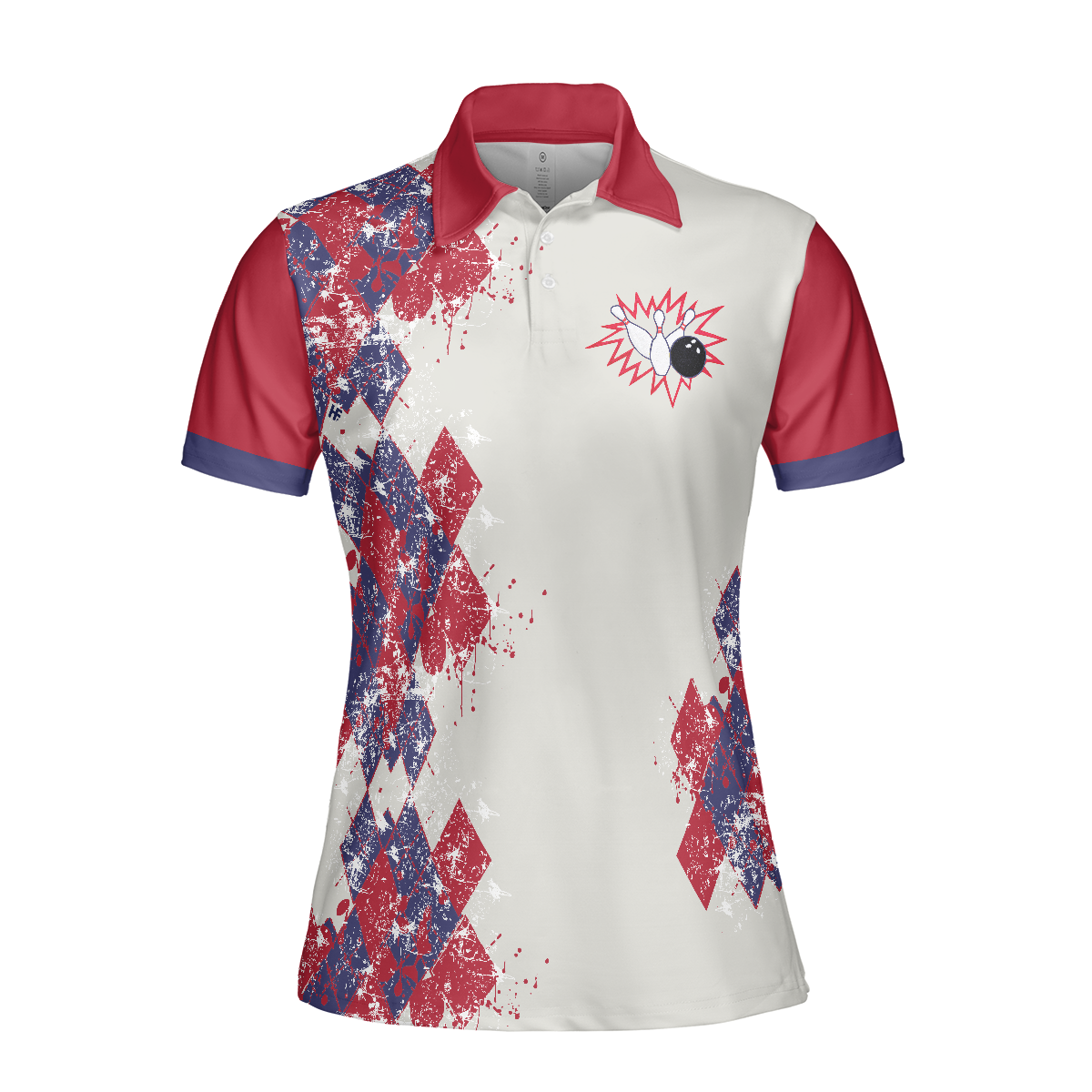 I Go Bowling Because I Like It Short Sleeve Women Polo Shirt, Argyle Pattern Polo Style Bowling Shirt For Ladies - Hyperfavor