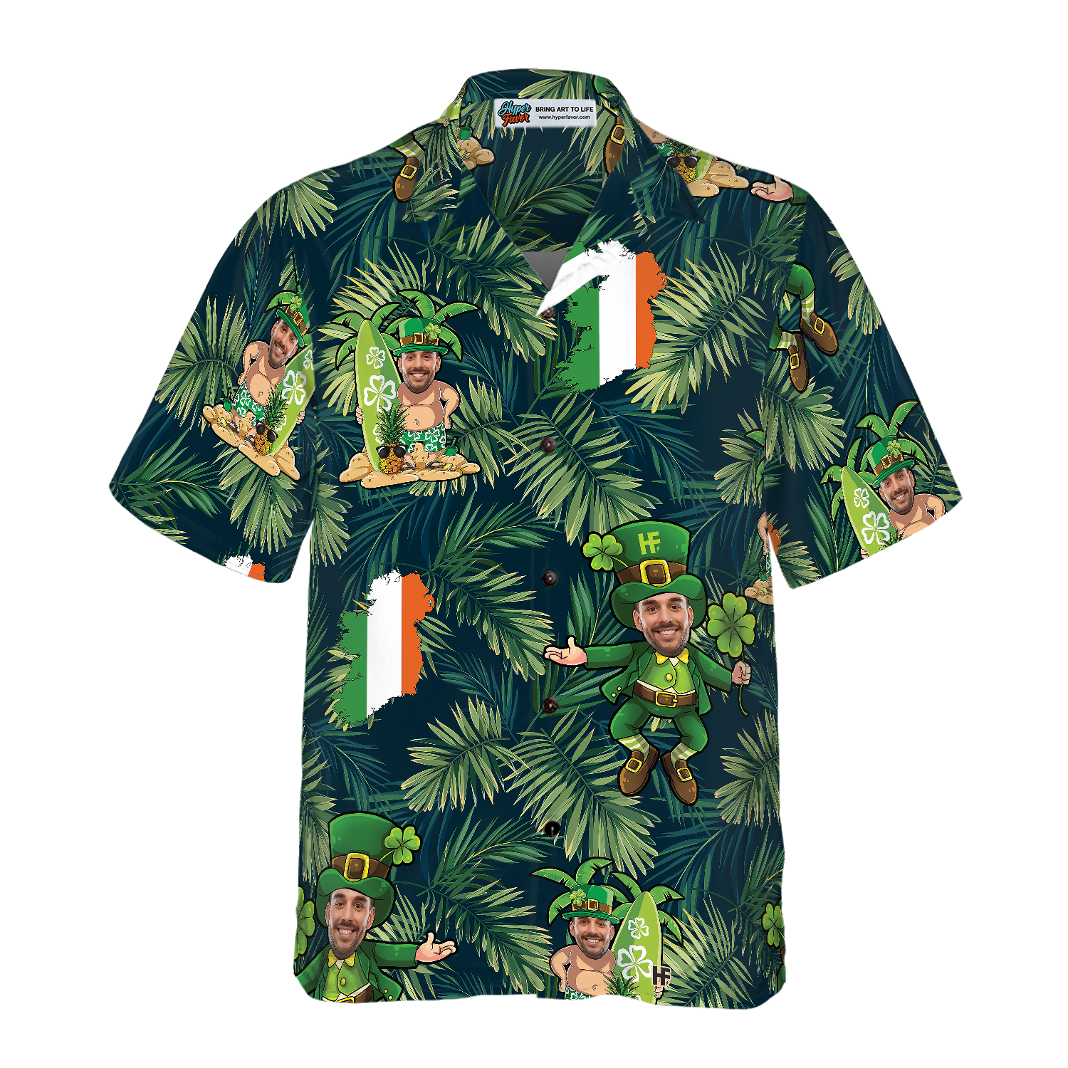 Personalized Face Leprechaun Irish Proud Custom Hawaiian Shirt - Hyperfavor