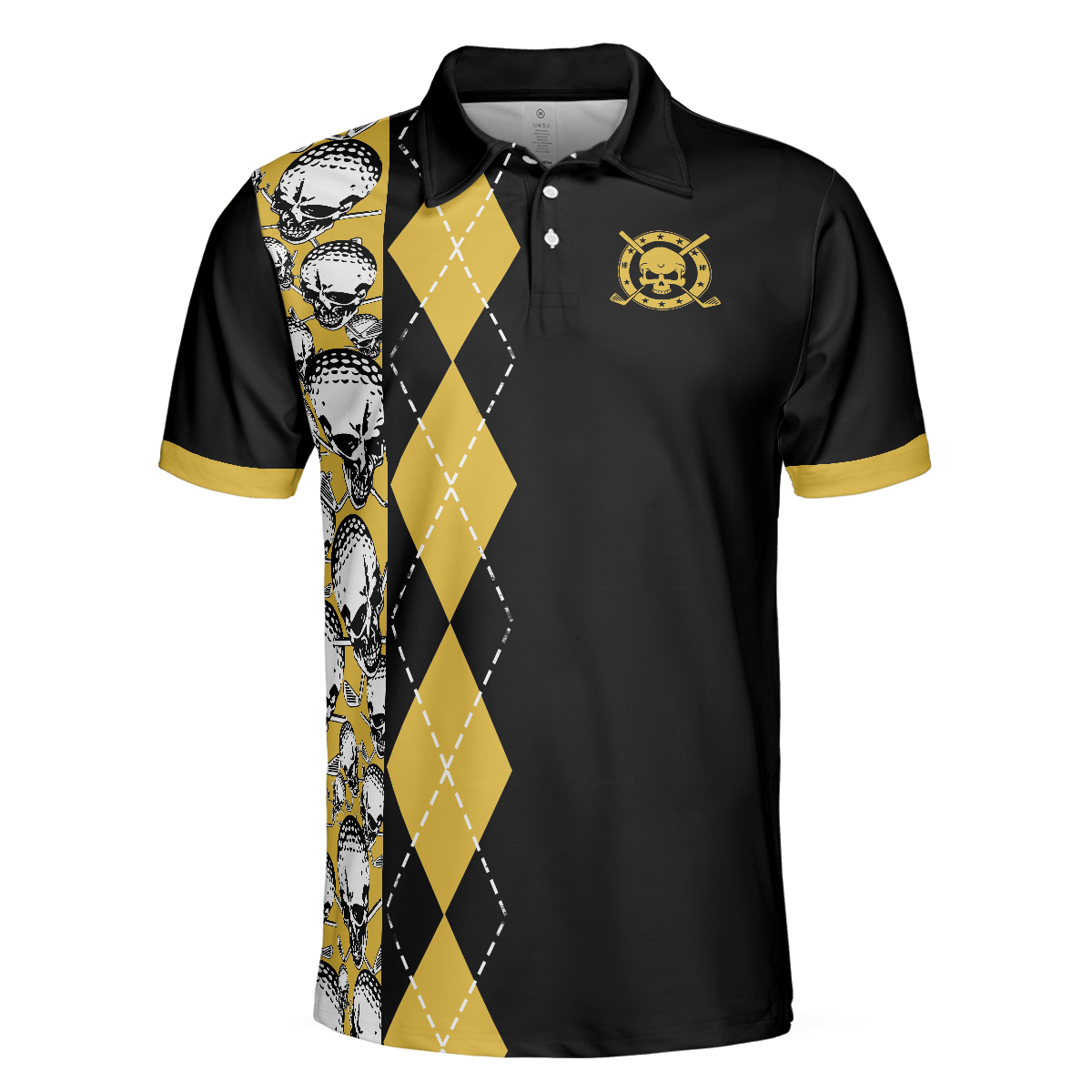 All Men Are Created Equal Then A Few Become A Golfer Polo Shirt, Black And Yellow Skull Golf Shirt For Men - Hyperfavor