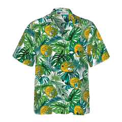 Tropical Ice Hockey Yellow Helmet Hawaiian Shirt - Hyperfavor