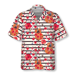 Guitars And Flowers Seamless Pattern Hawaiian shirt - Hyperfavor