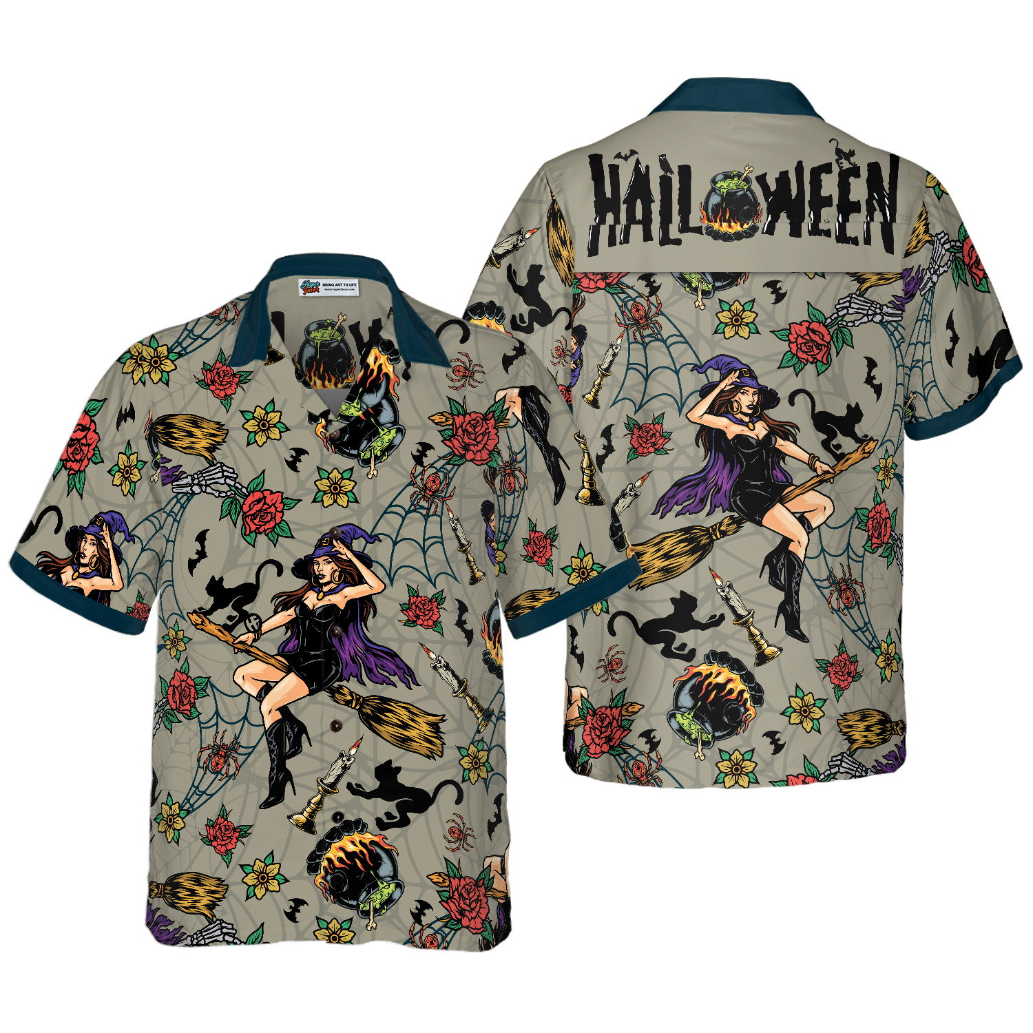 Halloween Witches Night Shirt For Men Hawaiian Shirt - Hyperfavor