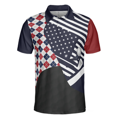 Are You Looking At My Putt Argyle USA Flag Polo Shirt - Hyperfavor