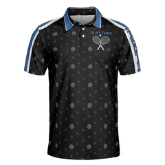 Tennis Blue Version Polo Shirt, Black Dot And Tennis Ball Pattern Polo Shirt, Best Tennis Shirt For Men - Hyperfavor