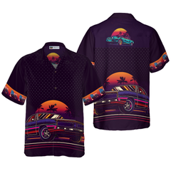 Vintage Neon Muscle Car Hawaiian Shirt - Hyperfavor