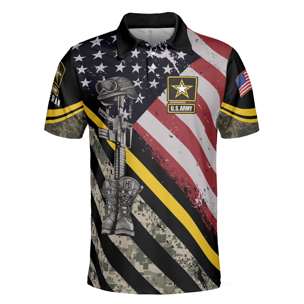 US Army Veteran DNA Polo Shirt, American Flag Veteran Polo Shirt For Adults, Best Gift Idea For Veterans - Hyperfavor