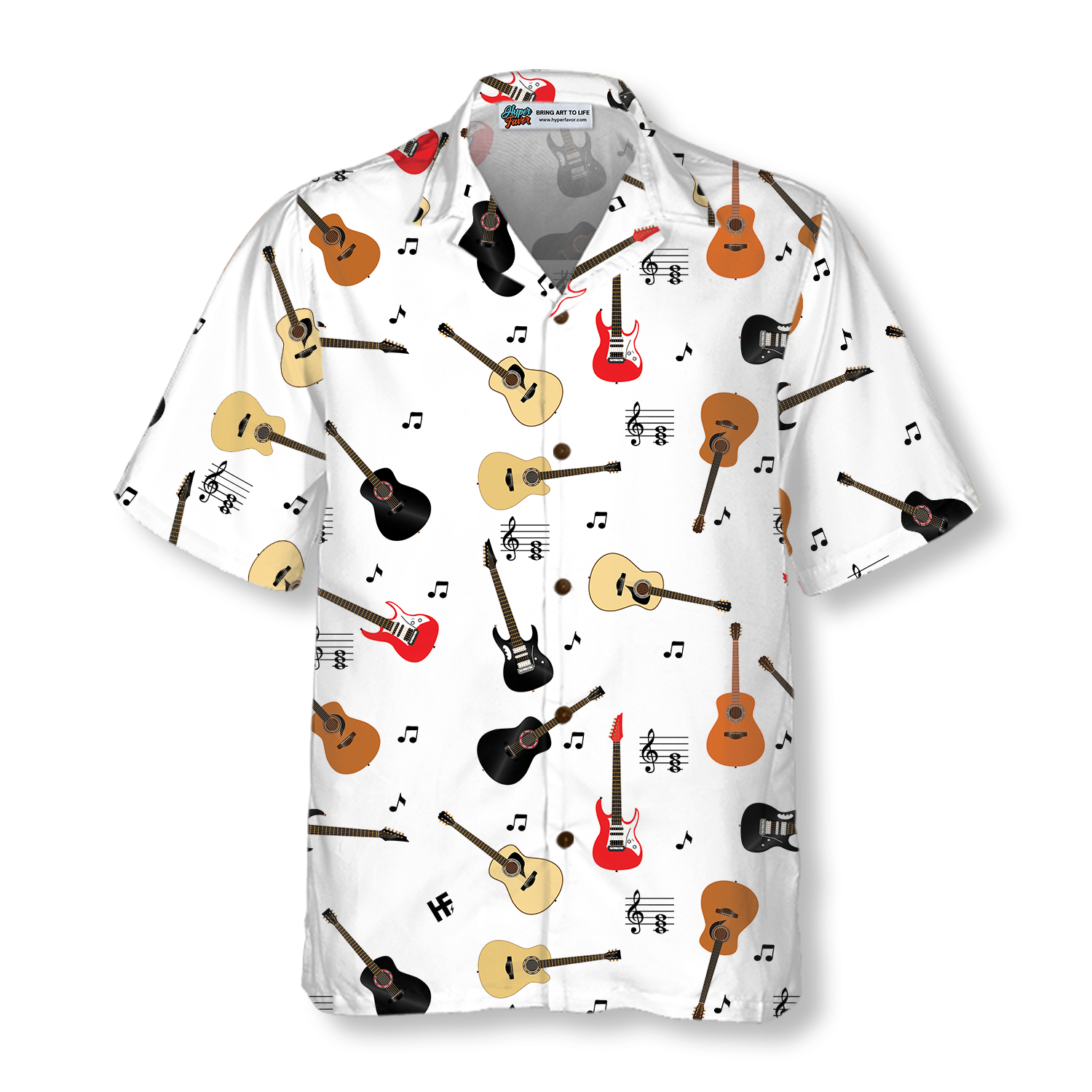 Guitar Musical Note Hawaiian Shirt - Hyperfavor