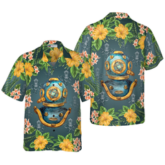 Scuba Diving Vintage Helmet Hawaiian Shirt - Hyperfavor