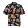 Hyperfavor Christmas Hawaiian Shirt, Santa With Tropical Flower Pattern Shirt Short Sleeve, Christmas Shirt Idea Gift For Men And Women - Hyperfavor
