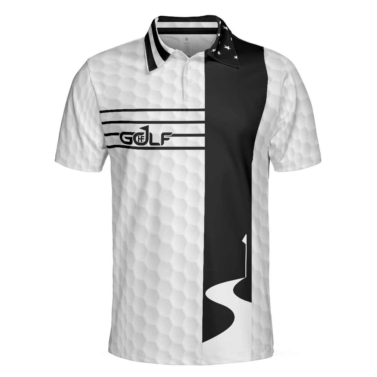 Faith Family Fairways American Flag Golf Polo Shirt, Black And White Golf Shirt For Men - Hyperfavor