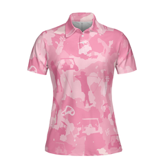 Golf Girl Camouflage V2 Short Sleeve Women Polo Shirt, Pink Camo Golf Shirt For Ladies, Cool Golf Gift For Women - Hyperfavor