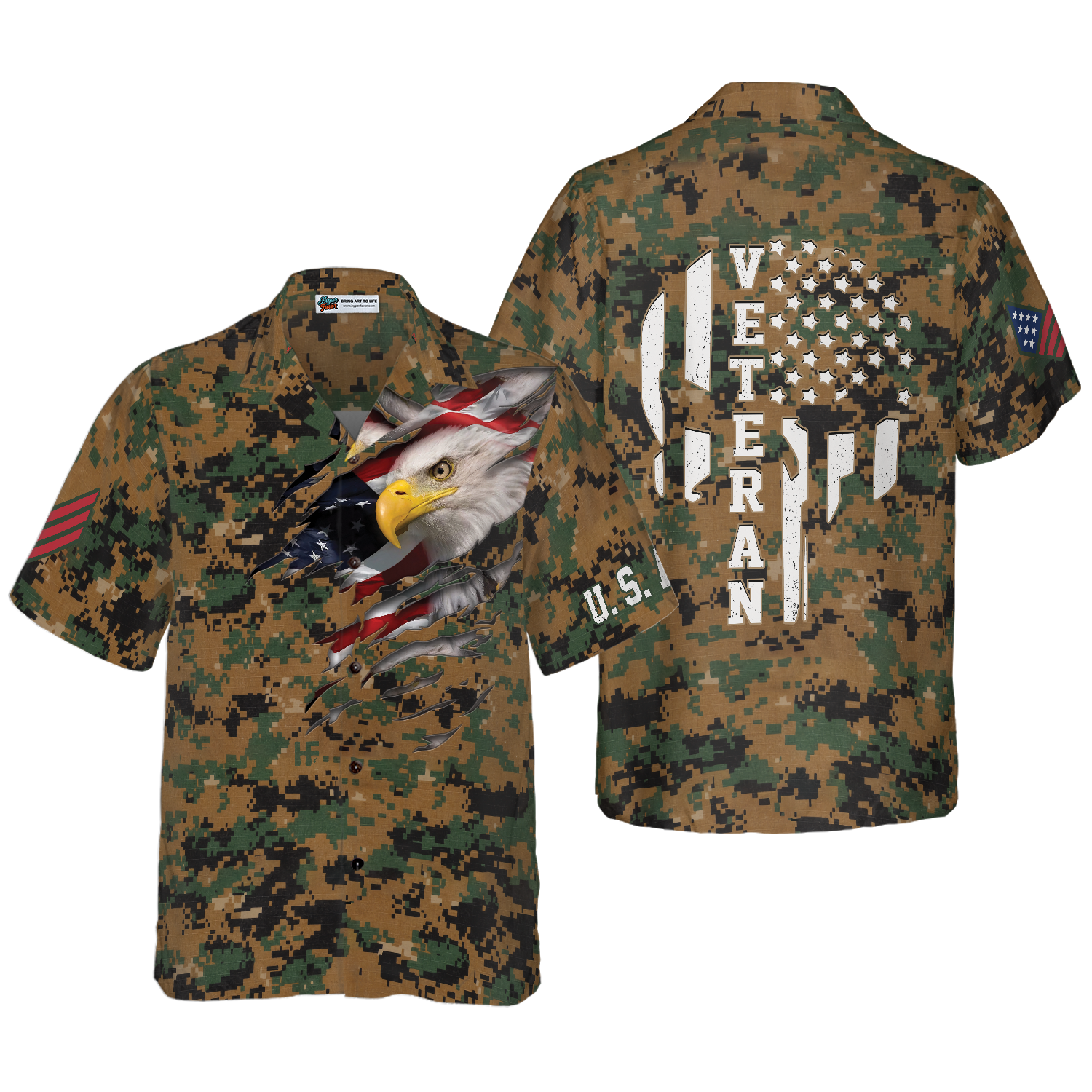 Veteran Proud US Marine Camouflage Hawaiian Shirt - Hyperfavor