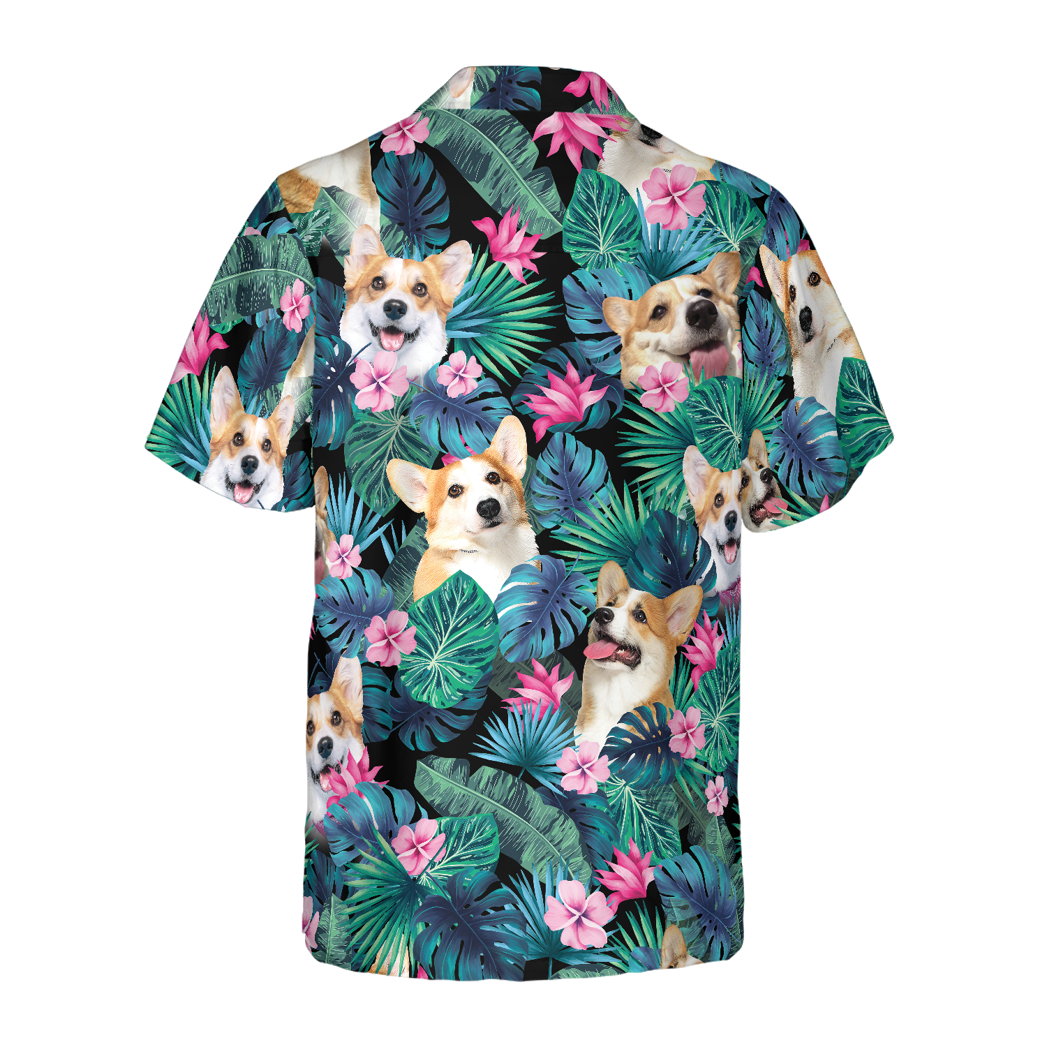 Tropical Corgi Dog Shirt For Men Hawaiian Shirt - Hyperfavor