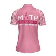 Pink Leopard Math Teacher Short Sleeve Women Polo Shirt, Funny Math Shirt For Ladies - Hyperfavor