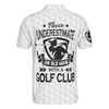 Never Underestimate An Old Man With A Golf Club Polo Shirt, White Skull Polo Shirt, Best Golf Shirt For Men - Hyperfavor