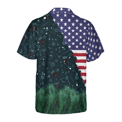 Hyperfavor Christmas Hawaiian Shirts, Santa USA Flag Pattern Shirt Short Sleeve, Christmas Shirt Idea Gift For Men And Women - Hyperfavor