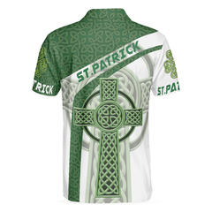 St Patrick Day With Celtic Cross Polo Shirt, Green Saint Patricks Day Shirt, St Patrick Themed Shirt For Irish - Hyperfavor