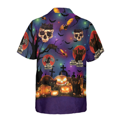 Black Cat Halloween Hawaiian Shirt - Hyperfavor