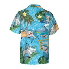 Sharks On The Beach Hawaiian Shirt - Hyperfavor