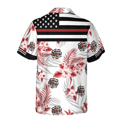 The Red Line Black American Flag Firefighter Hawaiian Shirt, Red Texas Bluebonnet Fire Dept Logo Firefighter Shirt For Men - Hyperfavor