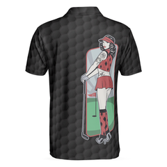 Sarcastic Shirt Who's Your Caddy Polo Shirt, Black Golf Pattern Polo Shirt, Unique Golf Shirt For Men - Hyperfavor