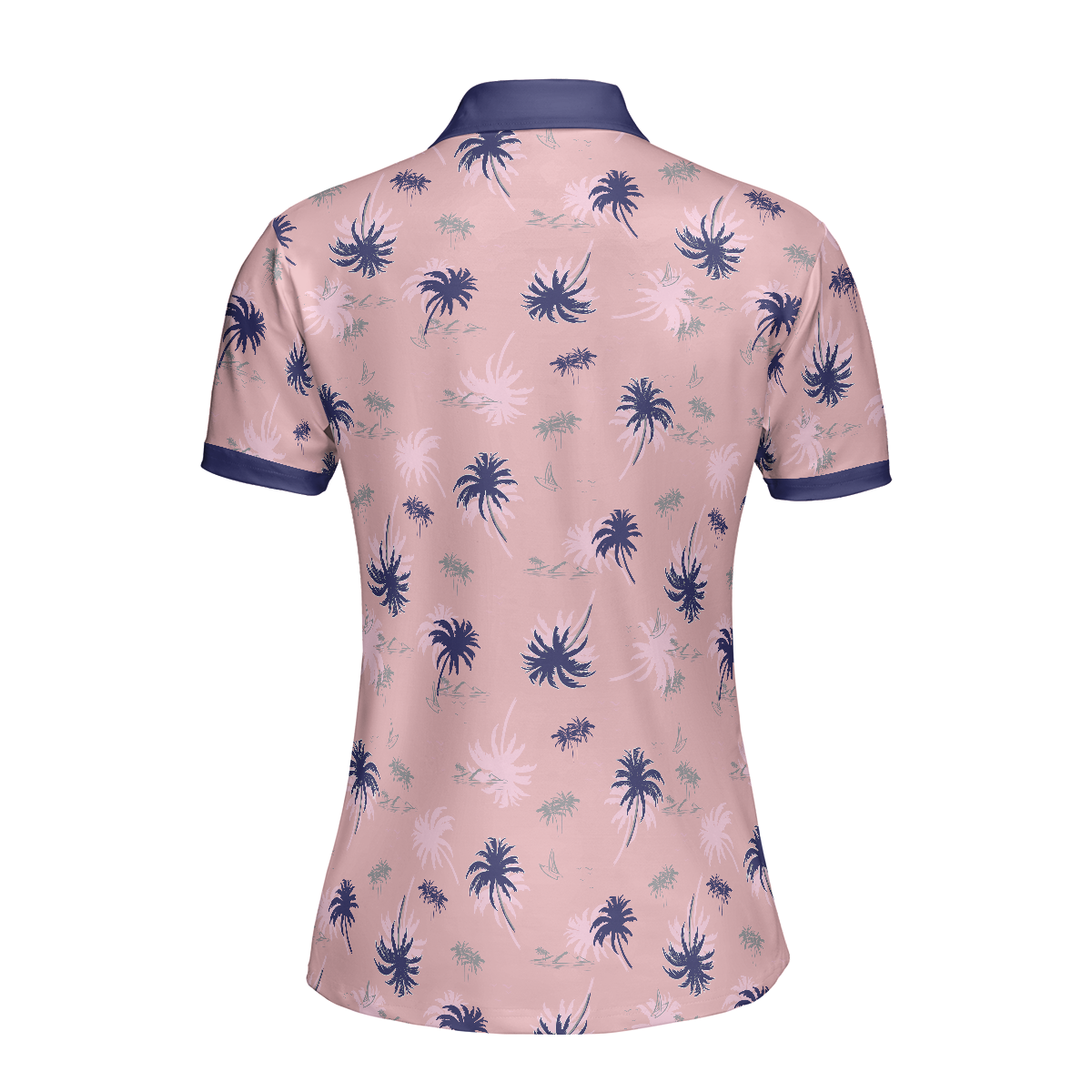 Tropical Palm Tree Pattern Shirt Short Sleeve Women Polo Shirt - Hyperfavor