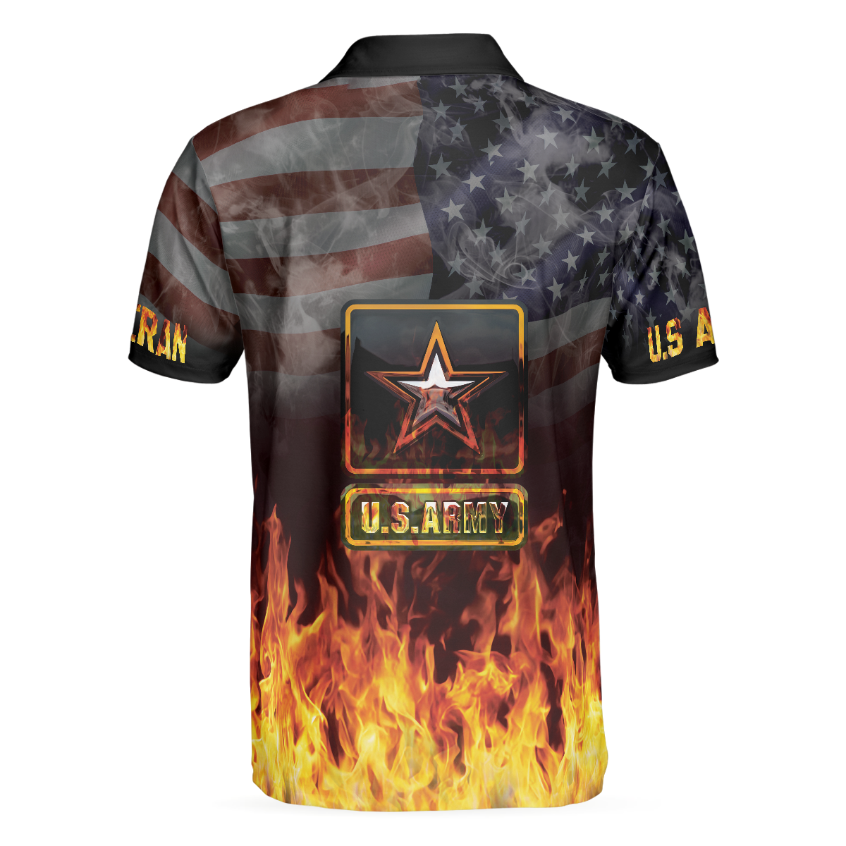 US Army Veteran And Flame Polo Shirt, American Flag Veteran Shirt For Retired Veterans, Flame Veteran Shirt - Hyperfavor