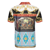 The Last Supper Renaissance Pattern Polo Shirt, Luxury Gold Brocade Pattern Christian Shirt For Men - Hyperfavor