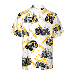 Tractors On Wheat Pattern Hawaiian Shirt - Hyperfavor