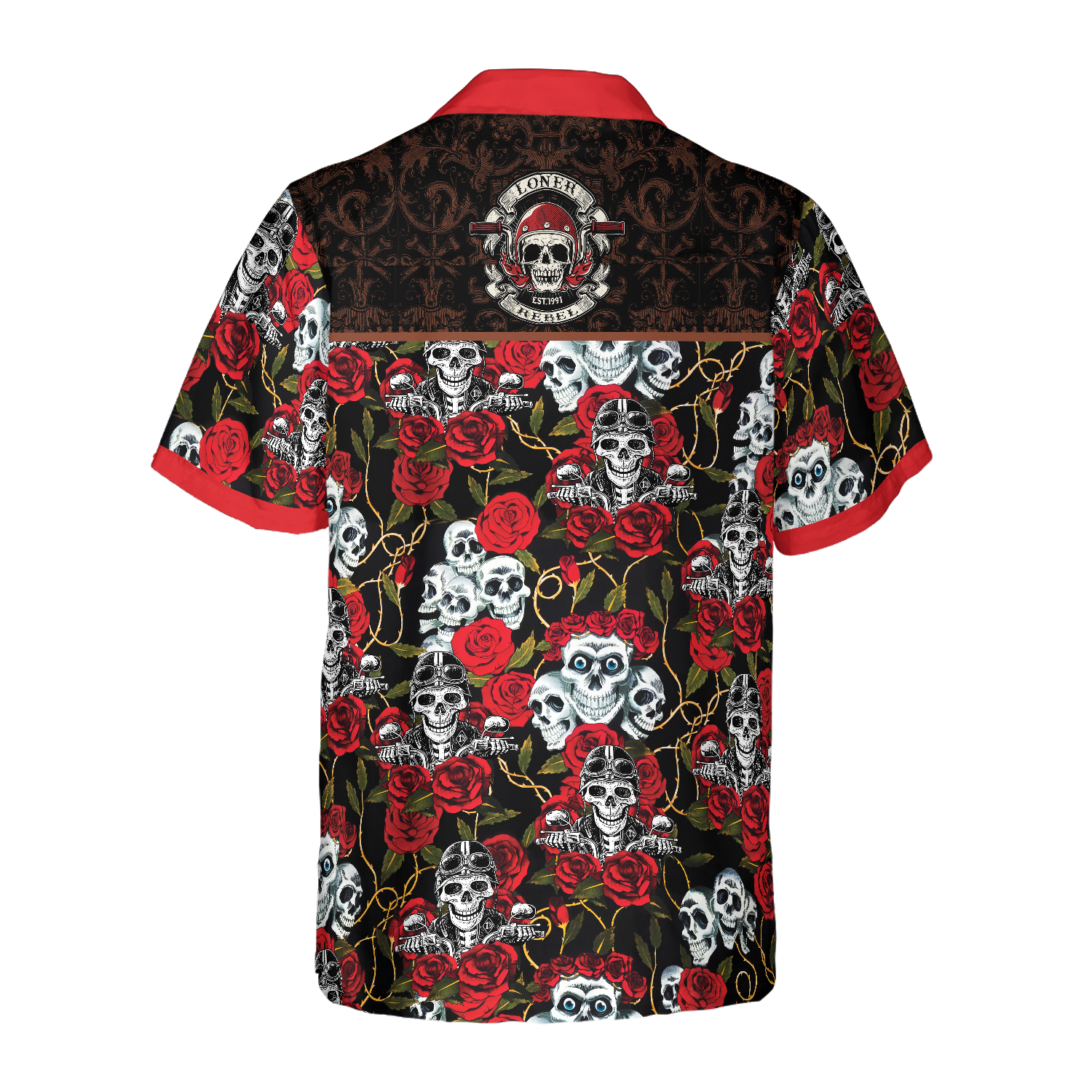 Motorcycle Skull x Your Club Logo Custom Hawaiian Shirt - Hyperfavor