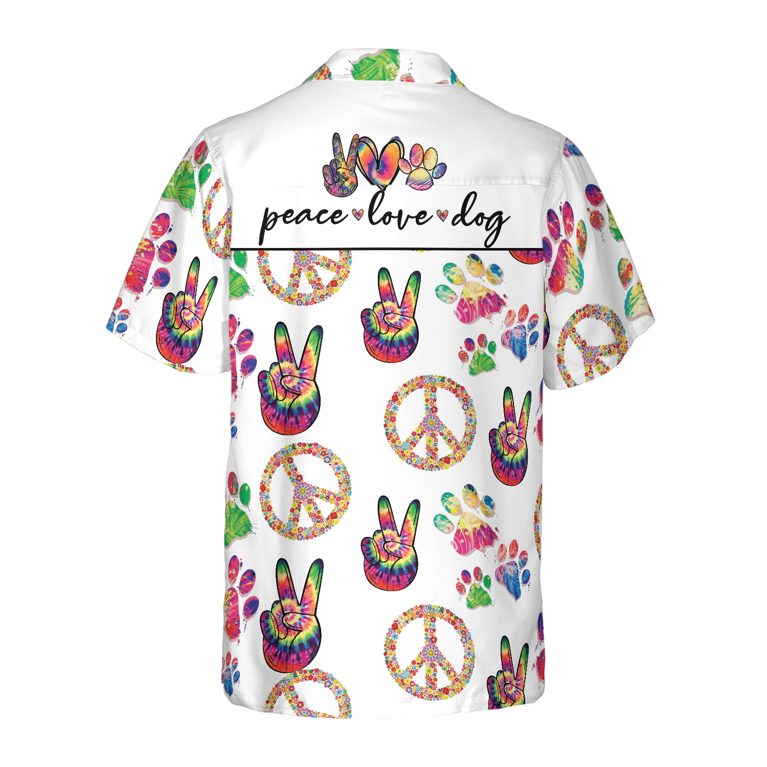 Peace Love Dog Hawaiian Seamless Hawaiian Shirt - Hyperfavor