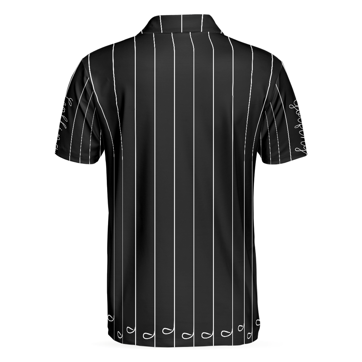 Black & White Single Line Continuous Golfer Shirt Polo Shirt, Vertical Lines Golfing Polo Shirt, Best Golf Shirt For Men - Hyperfavor