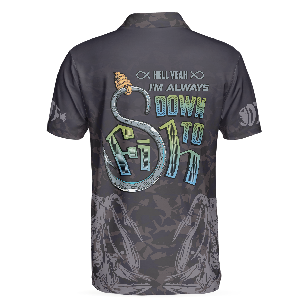 I'm Always DTF Down To Fish Fishing Polo Shirt, Black Skull Polo Shirt, Best Fishing Shirt For Men - Hyperfavor