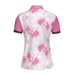 Ladies Mrs. Bones Golf Pink Argyle Short Sleeve Women Polo Shirt, Proof That Women Can Drive White And Pink Golf Shirt For Ladies - Hyperfavor