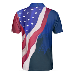 Watercolor Golf American Flag Men Polo Shirt - Hyperfavor