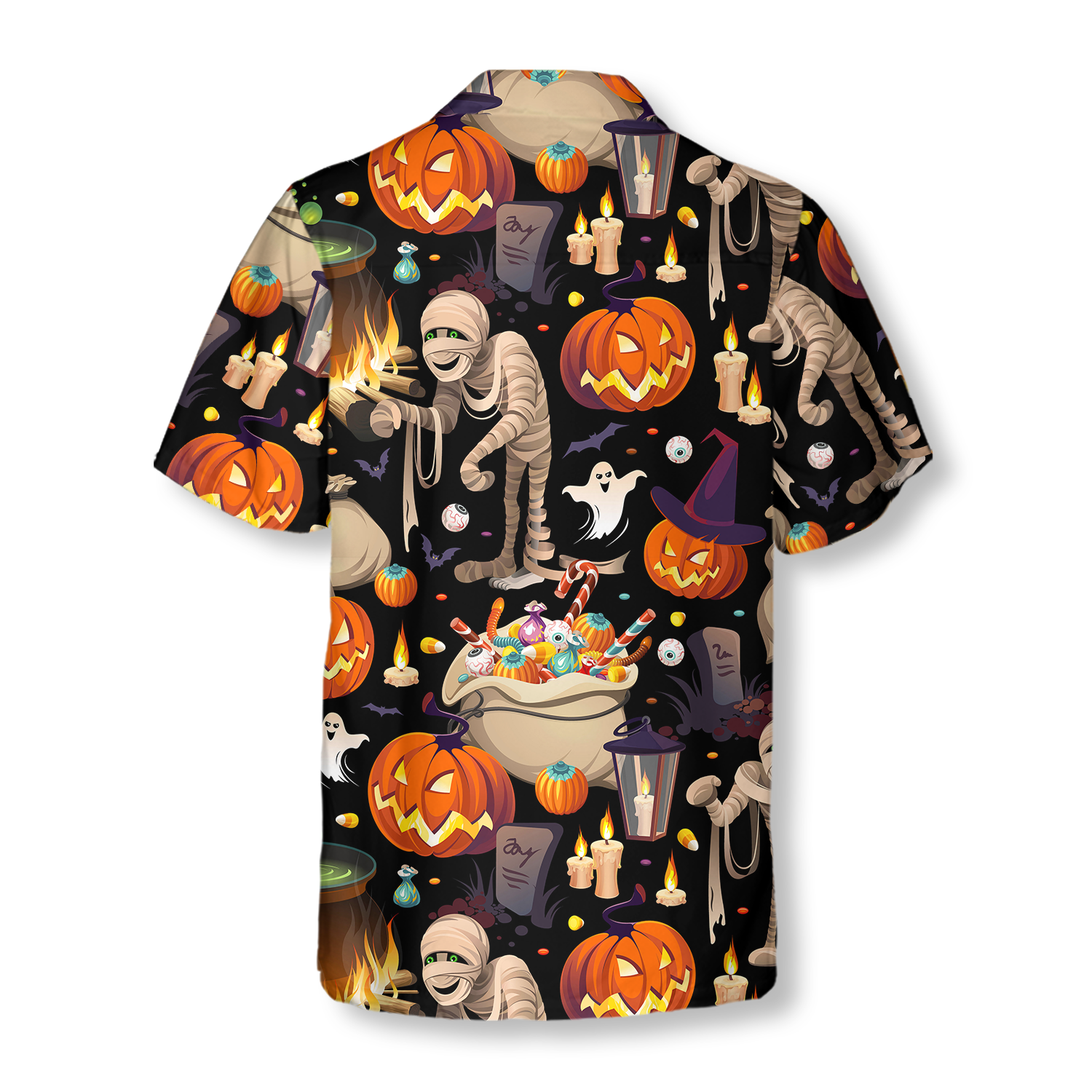 Halloween Mummy And Bags Of Sweets Hawaiian Shirt - Hyperfavor