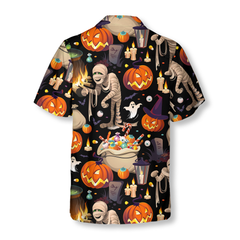 Halloween Mummy And Bags Of Sweets Hawaiian Shirt - Hyperfavor