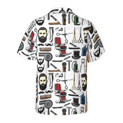 Barbershop Haircut & Shave Tools Hawaiian Shirt - Hyperfavor