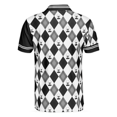 I Made A Bogey On Every Hole Polo Shirt, Black And White Argyle Pattern Polo Shirt, Cool Golf Shirt For Men - Hyperfavor