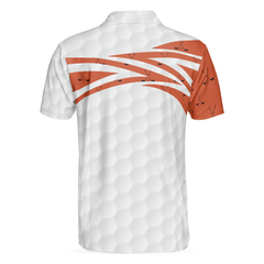 Skull Golfer Seamless Pattern Golf Polo Shirt, White And Orange Golf Shirt For Men, Cool Gift For Golfers - Hyperfavor