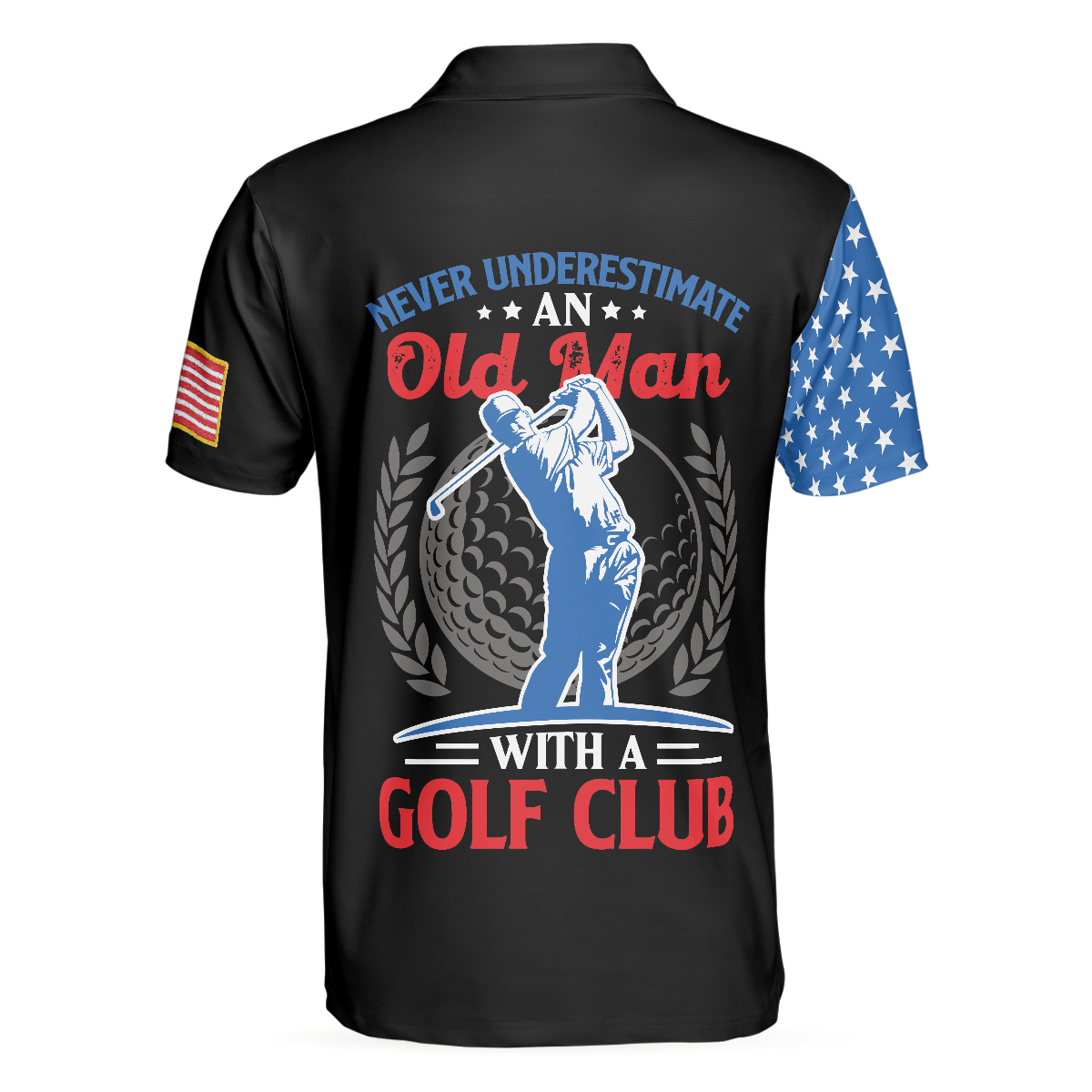 Skull Golf With American Flag Polo Shirt, Never Underate An Old Man Golfer Polo Shirt, Best Golf Shirt For Men - Hyperfavor