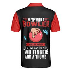 Sleep With Bowler Polo Shirt, Black And Red Bowling Short Sleeve Polo Shirt, Funny Shirt With Sayings - Hyperfavor