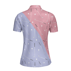 Elegant Golf Girl Seamless Pattern Short Sleeve Women Polo Shirt, Golf Shirt For Ladies, Unique Female Golf Gift - Hyperfavor