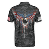 America Eagle Bowling Polo Shirt, Camouflage USA Flag Bowling Shirt For Men - Hyperfavor