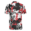 Red And White Camouflage Golf Short Sleeve Polo Shirt, Golfer Silhouette Polo Shirt, Camo Golf Shirt For Men - Hyperfavor