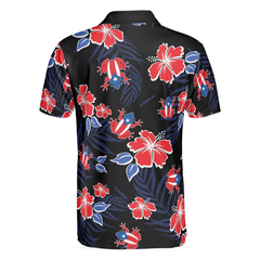 Puerto Rico Common Coquí Flag Polo Shirt, Puerto Rican Toad And Floral Shirt - Hyperfavor